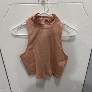 Charlotte Russe Peach Pink High Neck Cropped Tank Top